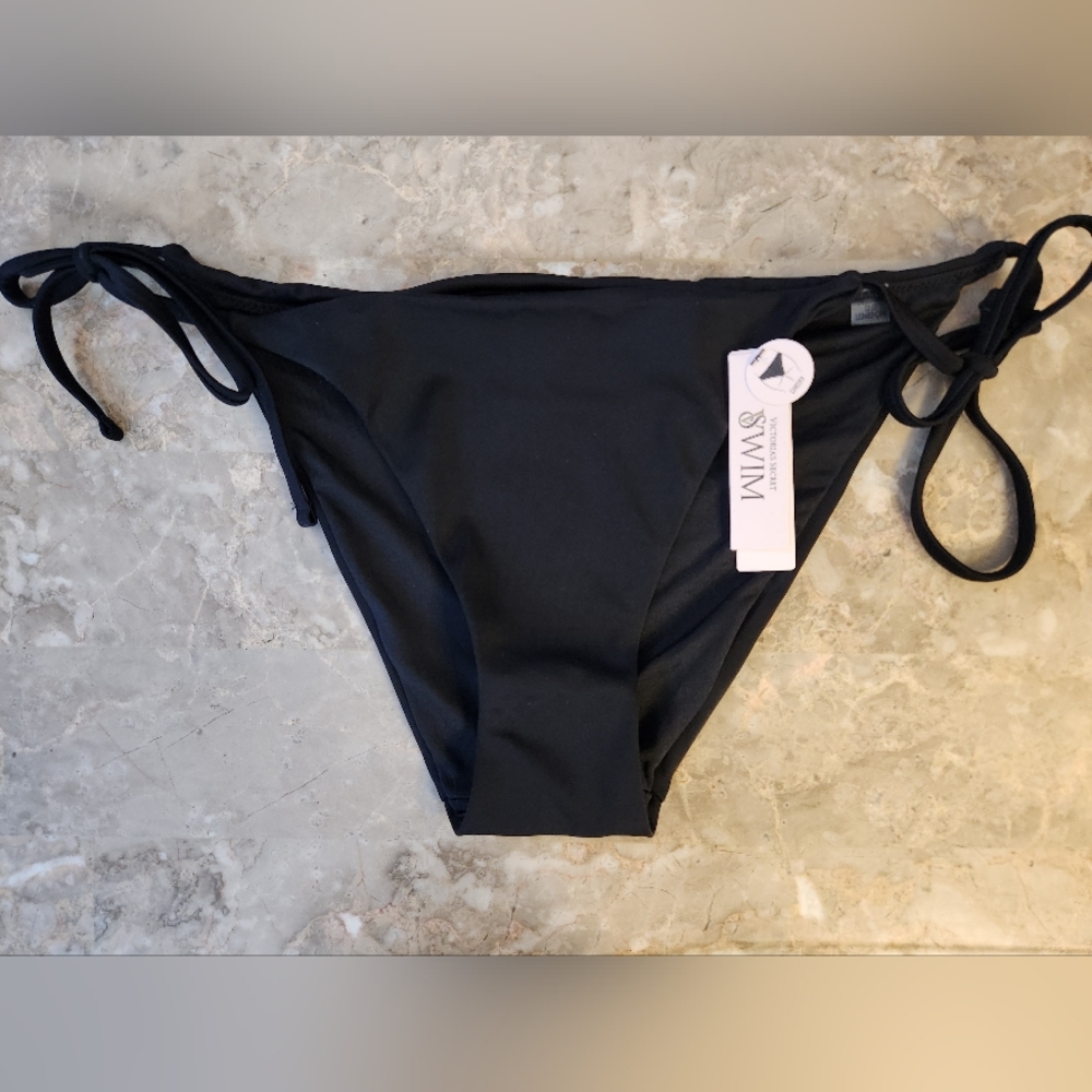 XL VS Swim Side Tie Cheeky Bikini Bottom Black